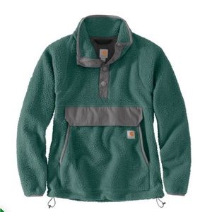 CARHARTT WOMEN’S FLEECE QUARTER SNAP FRONT JACKET – SLATE GREEN Relaxed Fit
